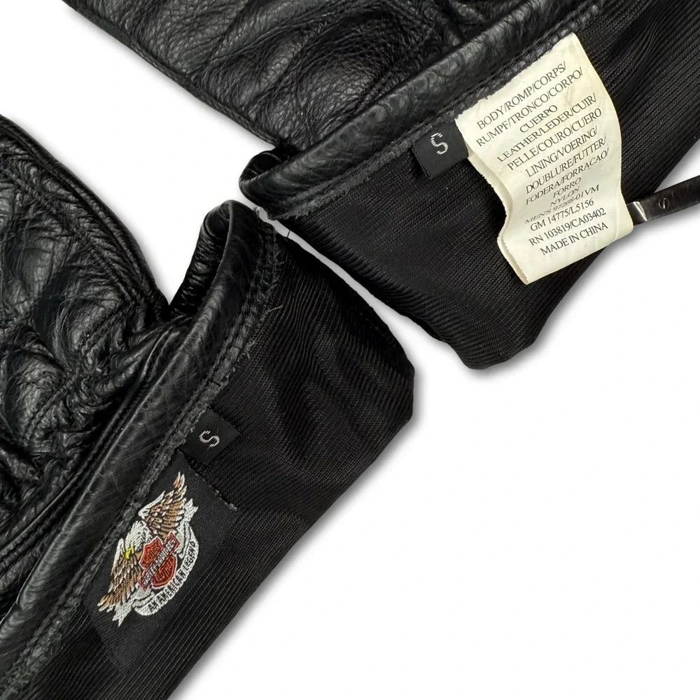 Vintage Harley Davidson Leather Gauntlet Gloves SIZE‎ SMALL - Picture 4 of 4